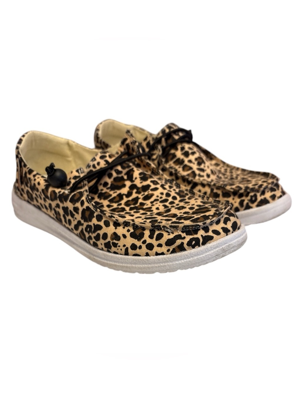 Corkys Leopard Print Slip-Ons in Tan and Black Kayak style Size 7